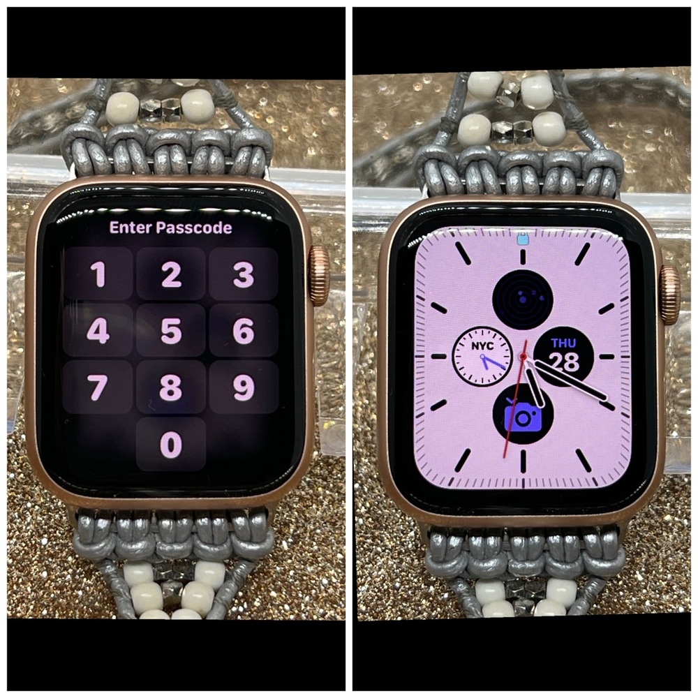 Apple Watch SE w/Beautifully Hand-beaded Boho Wrap Strap - Picture 6 of 7